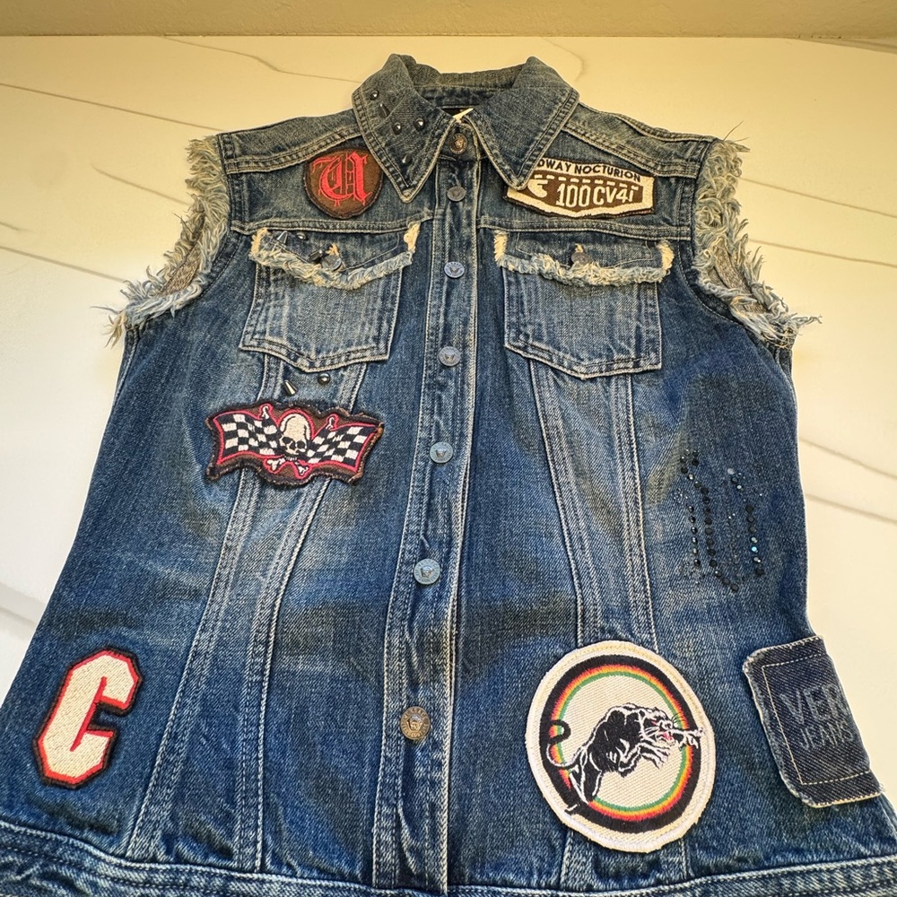 Versace Denim Vest with Patches - Picture 3 of 16